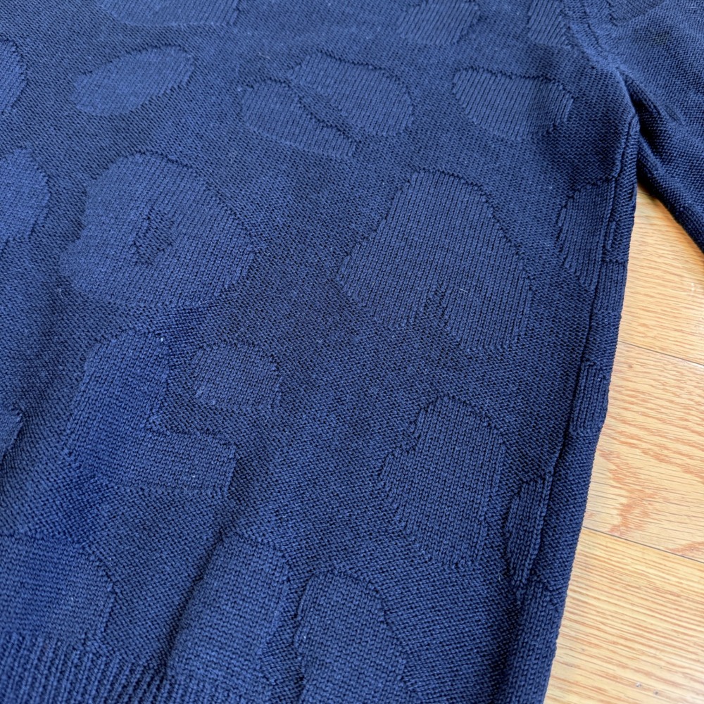 Apc Womens Small Navy Blue 100% Wool Jacquard Abstract Pattern Cardigan Sweater View 4